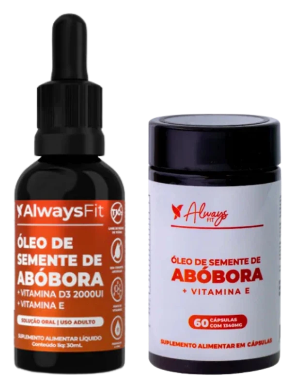 1 frasco de Óleo de Semente de Abóbora com as cápsulas de brinde