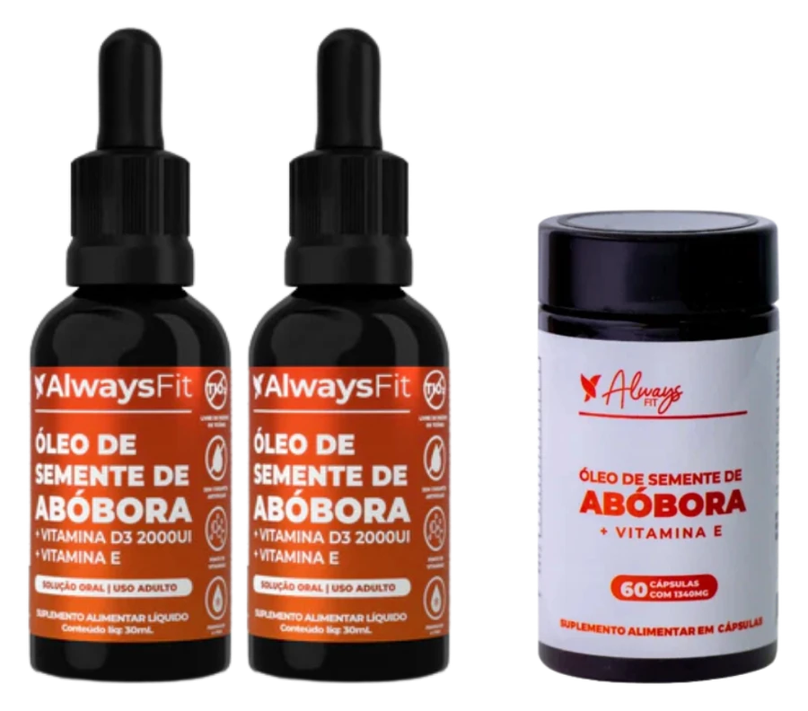 Kit com 2 frascos de Óleo de Semente de Abóbora com as cápsulas de brinde